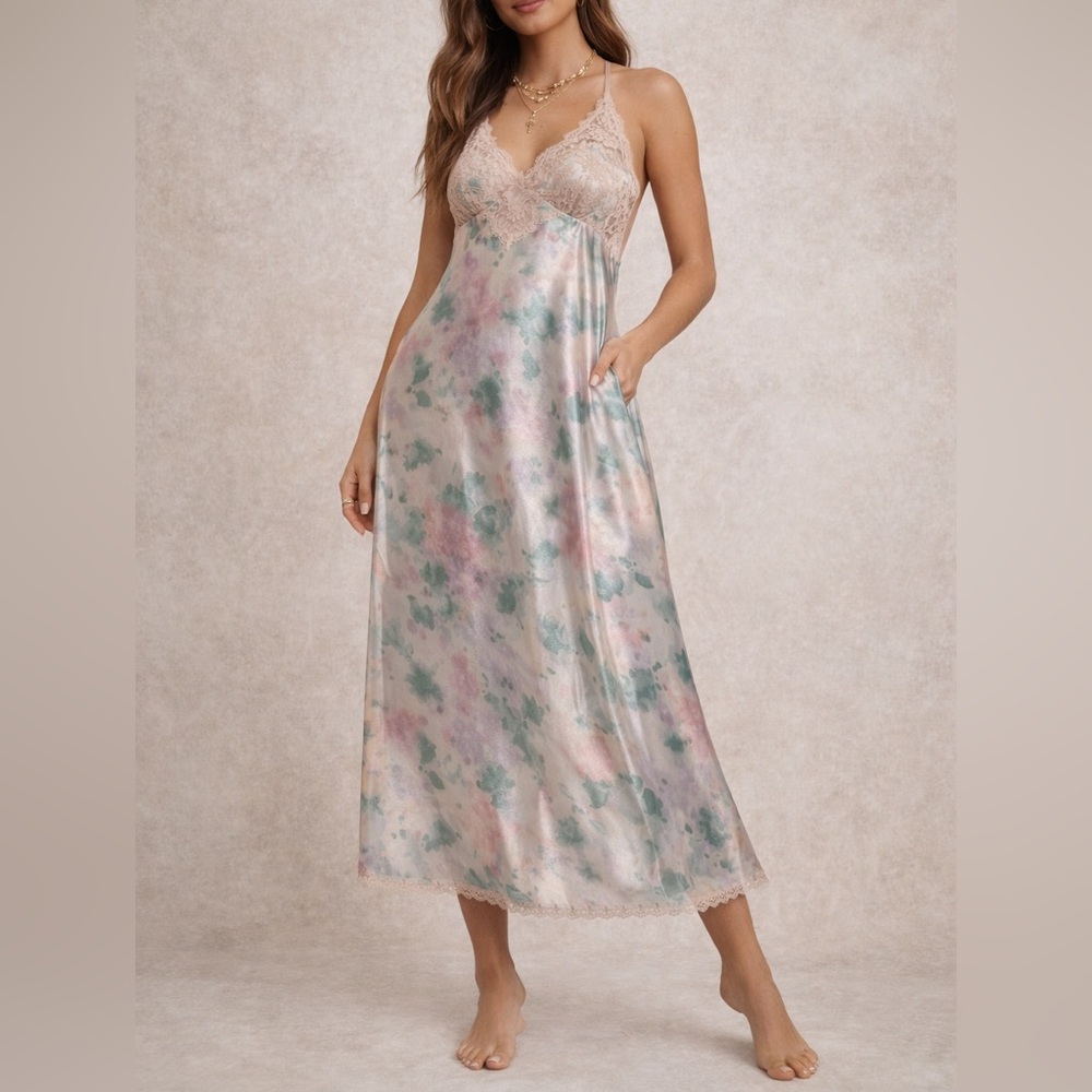 Vintage Vanity Fair Nightgown Pastel Floral